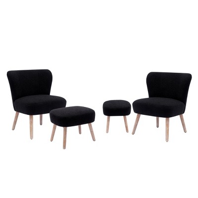 WestinTrends 4 Piece Upholstered Boucle Accent Chair and Ottoman Sets