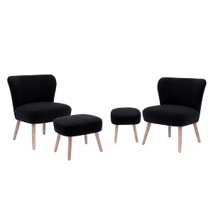 WestinTrends 4 Piece Upholstered Boucle Accent Chair and Ottoman Sets - 1 of 4