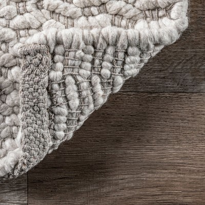 Ivory Flat Woven Handmade Wool Square Rug, 73" x 9"
