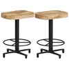 vidaXL Bar Stool Set of 2 Natural wood and black Solid Mango Wood - 2 of 4