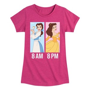 Girls' - Disney Princess - Belle Day and Night Wear Fitted Short Sleeve Graphic T-Shirt - 1 of 4