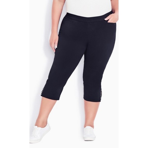 Avenue  Women's Plus Size Super Stretch Split Hem Capri - Navy - 18w :  Target