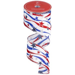 Northlight Wired Patriotic Banner Craft Ribbon - 2.5" x 10 Yards - 1 of 4
