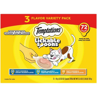 Temptations Cheese, Salmon, Tuna and Chicken Flavor Lickable Spoons Cat Treats