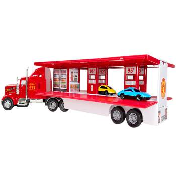 Big Daddy - Pop_Open Playset Gas Station Big Rig Semi Toy Truck & Mini Race Play Cars