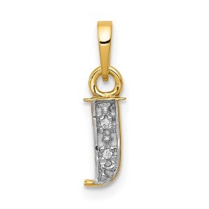 Black Bow Jewelry The Chloe Mini Diamond Accent initial J Pendant in 14k Yellow Gold - 1 of 4