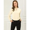 INSPIRE CHIC Women's Office Keyhole Elegant Stand Collar Long Sleeve Back Neck Button Blouse - 3 of 4