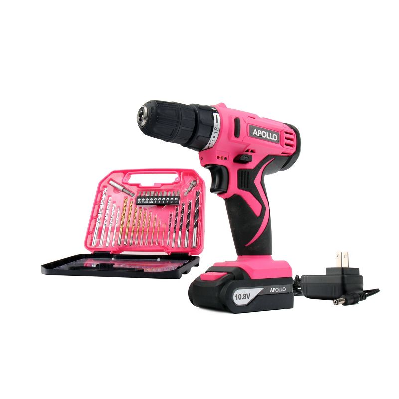 Apollo Tools 10.8 Volt DT4937P Cordless Drill with 30pc Accessory Set Pink, 1 of 7
