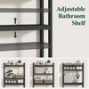 Over Toilet Storage Cabinet 3 Tier Bathroom Organizers with Adjustable Shelf 4 Hooks Space Saving Black Shelf Rack - 3 of 4