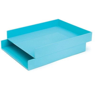 Poppin Front Loading Letter Trays Aqua 2/Pack 100220