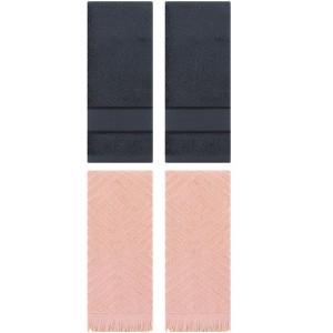 REGALWOVEN 4 Pcs Bathroom Decorative Cotton Soft Absorbent Sold Striped Hand Towel - 1 of 4