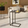 Simple Trending C-Shaped Glass End Table, Tempered Glass Side Table - 2 of 4