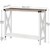 Farmhouse Console Table, Narrow Entryway Table, Sofa Table with 2 Open Shelves, for Hallway, Living Room, White and Greige - 3 of 4