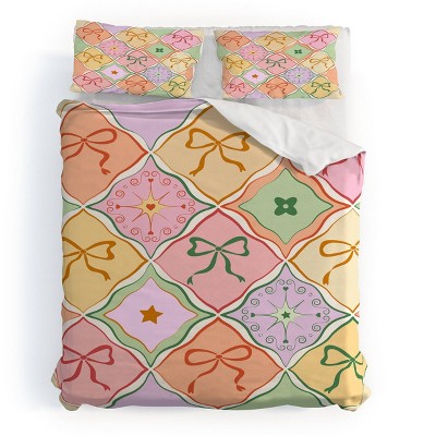 Deny Designs 3pc King The Space House Bows On Colorful Patchwork Duvet and Sham Set
