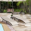 Outsunny Patio Chaise Set, Set Of 2 Folding Pool Lounge Chairs with Side Table, Outdoor PE Rattan Wicker, Cushion, Pillow for Beach, Beige - 2 of 4