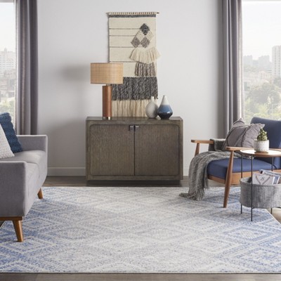 Ivory Geometric Synthetic Easy Care 6' x 9' Area Rug