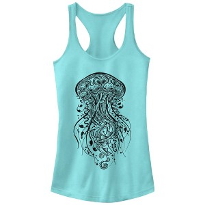 Juniors Womens Lost Gods Henna Jellyfish Racerback Tank Top - 1 of 3