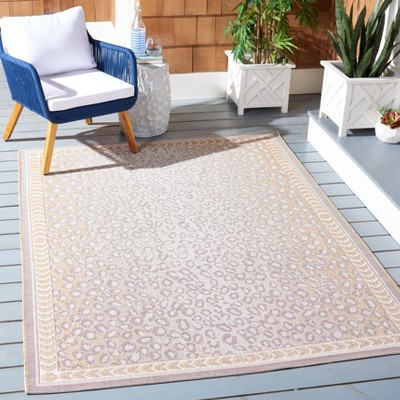 Courtyard Chic 47" Black Synthetic Non-Slip Easy Care Area Rug