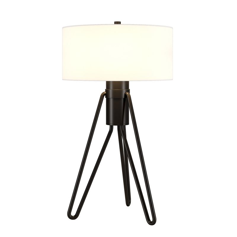 Hampton & Thyme 25" Tall 2-Light Tripod Table Lamp with Fabric Shade, 4 of 9