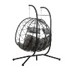 PAGED Porch Swing with Stand Wicker Hanging Egg Chair with Seat Cushion for Balcony, Porch, Garden - 4 of 4