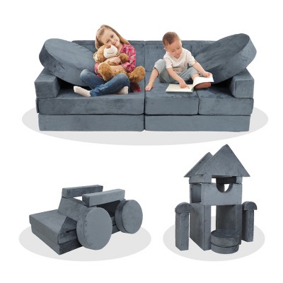14pcs Kids Sofa Modular Play Couch, Child Sectional Sofa, Boys Girls DIY Creating Playroom Couch, Convertible Foam And Floor Cushion Furniture