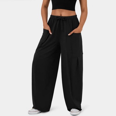 Women's Wide Leg Pants Sweatpants with Pockets Side Pleated Baggy Oversized Loose Fit Pants Casual Lounge Pants Casual Drawstring Pants