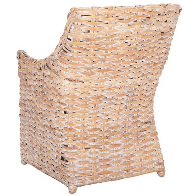 Natural White Wash Rattan Arm Chair with Cushion