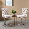 Counter Height Bar Stools Set of 2, Velvet Upholstered Barstools with Sturdy Metal Base Legs, Button Tufted and Nailheads Trim - Leovsnove - 2 of 4
