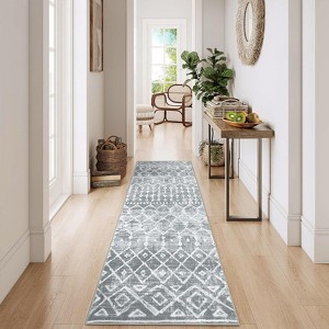 Washable Vintage Geometric Rug Non Slip Low Pile Rug Soft Floor Cover Foldable Indoor Carpet for Living Room Bedroom Playroom Office - 1 of 4