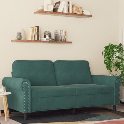 vidaXL 2-Seater Sofa Dark Green 55.1 in. Velvet