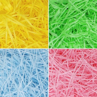 1000g (36oz ) Multicolor Rainbow Easter Grass Recyclable Paper Shred Pastel Colors (Pink, Yellow, Sky Blue, and Green) for Easter Decor