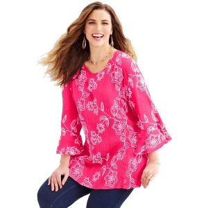 Catherines Petite Embroidered Gauze Tunic - 1 of 4