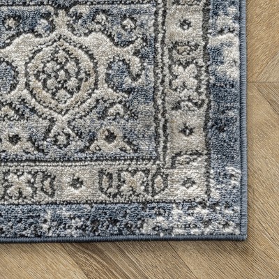 Elysian Blue Medallion 4'x6' Flat Woven Synthetic Area Rug