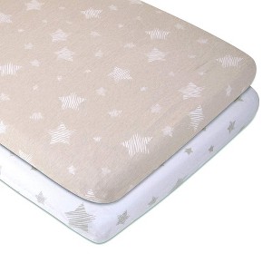 Ely's & Co. Baby Fitted Bassinet  Sheet   100% Combed Jersey Cotton  2 Packs Gender Neutral - 1 of 4
