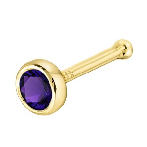 Jewelry Avalanche 22G 14K Gold Bezel-set Amethyst Ball-end Nose Stud - 1 of 3