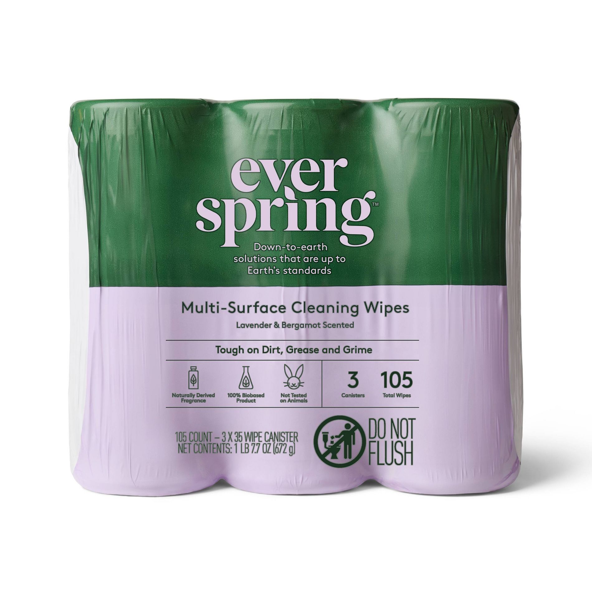 Lavender & Bergamot Multi-Surface Cleaning Wipes - 35ct/3pk - Everspring™