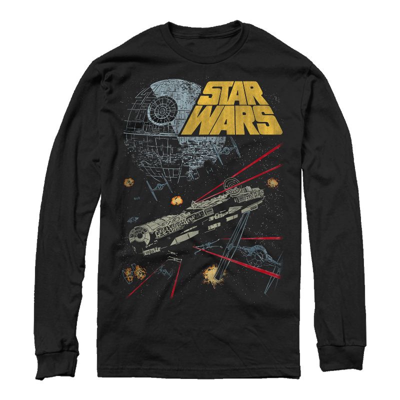 Men's Star Wars Millennium Falcon Battle Long Sleeve Shirt, 1 of 5