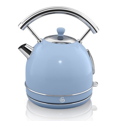 Salton SK34020BLN Swan Retro Classic Design Dome Style 1.70 Liter Electric Iron Tea Kettle With Automatic Shutoff And 360 Degree Base, Blue