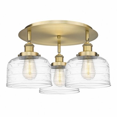 Bell - 3 Light Flush Mount In Art Deco Style-9.25 Inches Tall and 19.75 Inches Wide