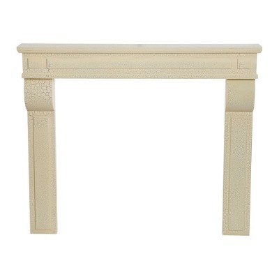 Distressed Cream Wood Wall Mount Fireplace Mantel, 50" Height