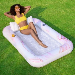 Sloosh Inflatable Suntanning Float Bed with Pillow, Suntan Tub Floatie Raft Tanning Pool for Adult - 1 of 4