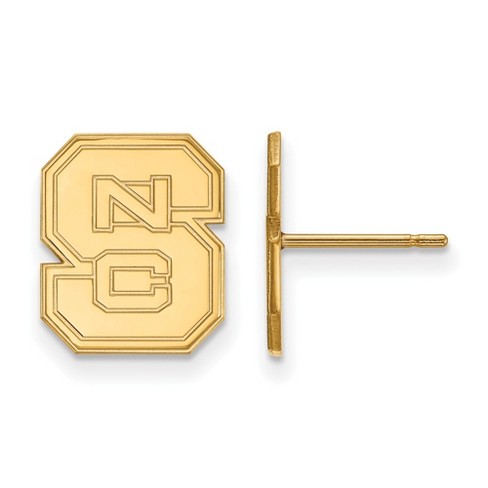 Black Bow Jewelry 14k Yellow Gold Plated Sterling Silver North Carolina State Wolfpack NCAA Post Earring - image 1 of 3