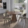 LeisureMod Clivo Leather Dining Chair – Modern Open-Back with Curved Wooden Slats & Poplar Wood Legs for Kitchen or Dining Room Set of 4 - 3 of 4