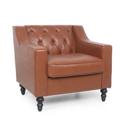NicBex PU Leather Accent Chair,Upholstered Living Room Chairs with Button Tufted Backrest and Birch Legs,Accent Chairs for Living Room
