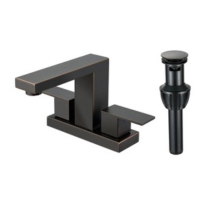 Cobbe Modern Two Hole Centerset 4" 2-handle Bathroom Faucet with Pop Up Drain Assembly - 1 of 4