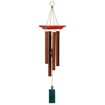 Woodstock Wind Chimes Signature Collection, Woodstock Green Jasper Chime, 19'' Bronze Wind Chime WGBR
