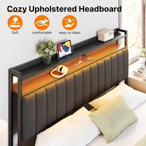 Greenstell  Bed Headboard - Upholstered with 2-Tier Storage Shelves, Charging Station & LED Lights, Height Adjustable Sturdy Frame for Bedroom - 1 of 4