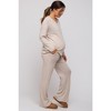 PinkBlush Beige Ribbed Soft Knit Long Sleeve Maternity Pajama Set - 3 of 4
