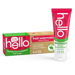 hello Kids' Natural Watermelon Fluoride-Free, SLS-Free and Vegan Toothpaste - 4.2oz - 1 of 4