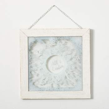 Sullivans Framed Frosted Wreath Wall Art White 18"H Glass